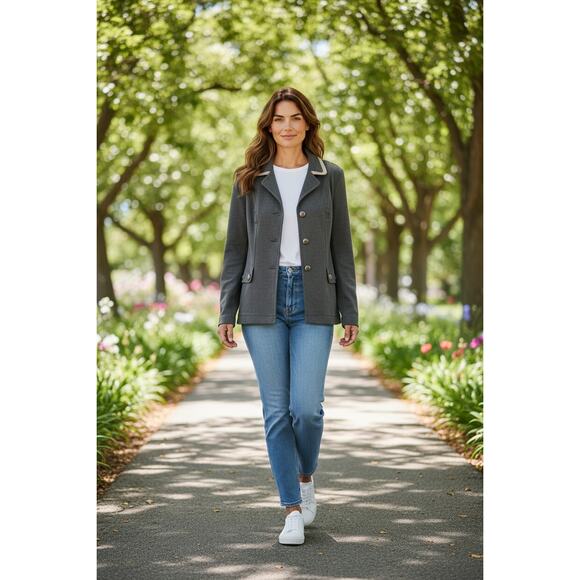 CAbi Women's #3030 Ponte Knit Crew Blazer Jacket Size Small Charcoal Gray - Picture 1 of 7